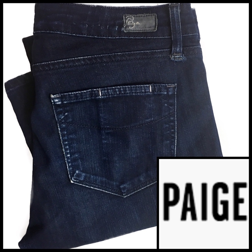 Paige Dark Wash Classic Skyline Peg Leg Jeans 29